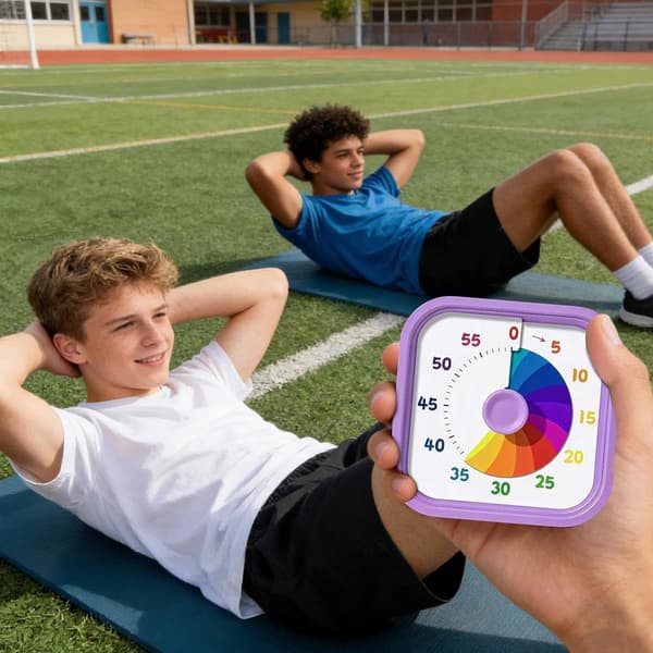 Timer - Lydløs visuel timer - Effektiv tidsstyring - Bærbar regnbueskive-timer - Påmindelse med ring og blink - Lilla - 8,7*8,7*5 cm