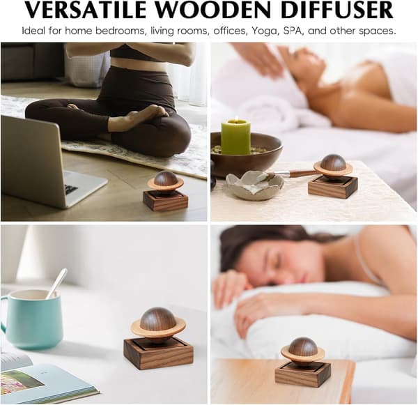 Træ æterisk oliediffuser - valnødduftled til hjem, kontor, bil, yogastudie og spa - passiv diffuser til borddekoration