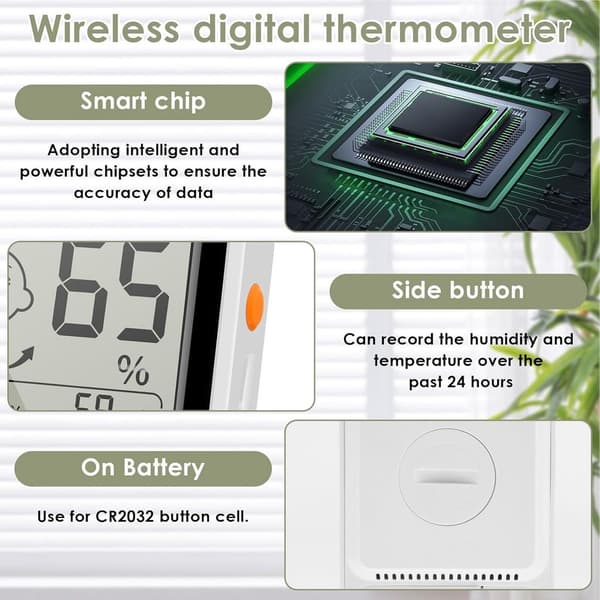 Digital inomhustermometer och hygrometer med stor belyst display