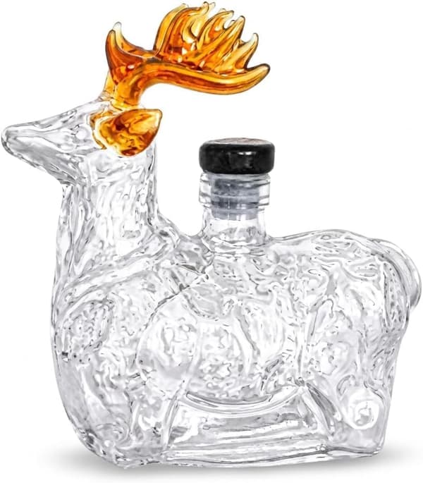 3D whiskykaraff, handblåst glaskonst, spritflaska, bardekoration (älg)