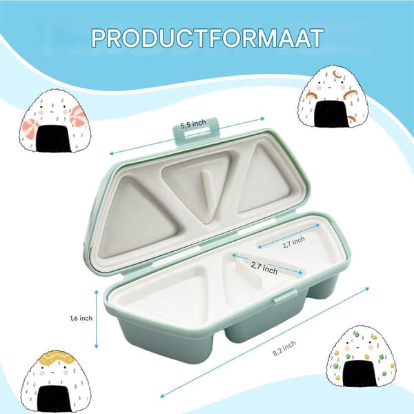 Onigiri Maker-Sushi Maker-Onigiri Form-Triangulär Sushi Form-6-i-ett Risbollsform - Plast -Blå