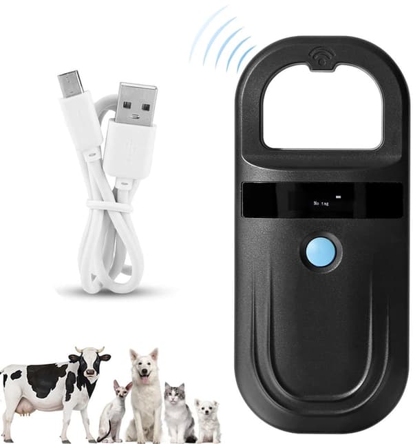 Chip Reader - Bluetooth RFID Chip Reader för husdjur - Kompakt Chip Reader - Husdjurschip Reader - USB Uppladdningsbar - Trådlös Chip Reader - FDX - Svart