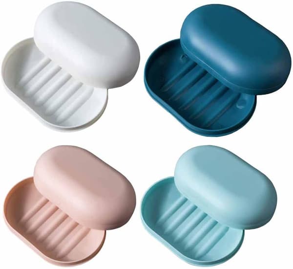 Resetvålkopp med lock - läckagesäkra tvålkoppar - 4-pack