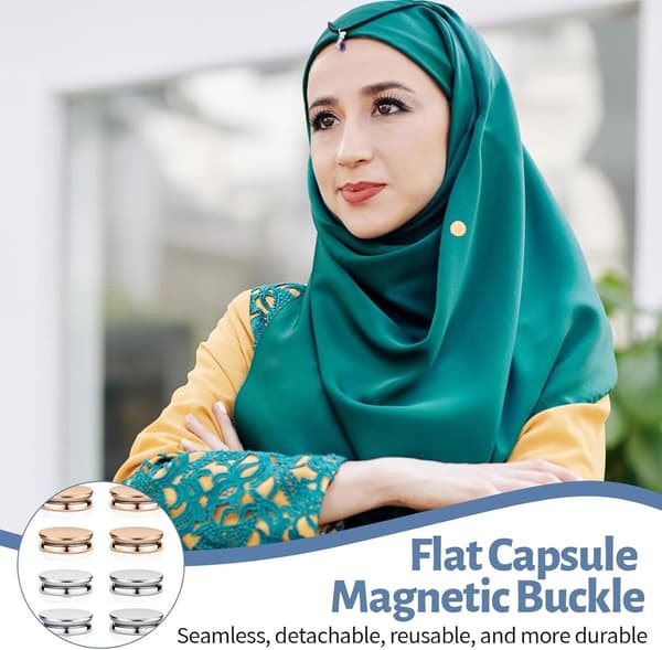 Magnetiska fästen - Scarfsclips - Säkra kläder - Broschfri - 8 delar - Guld Silver