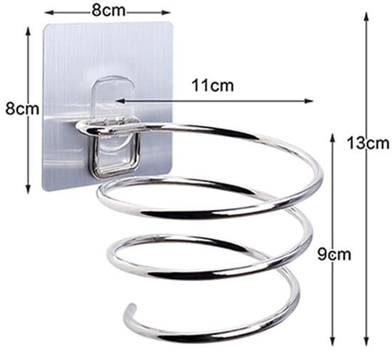 Hårtørrer Organizer Serie - Hårtørrerholder Vægmontering - Selvklæbende Rustfrit Stål - Stil 1 - --