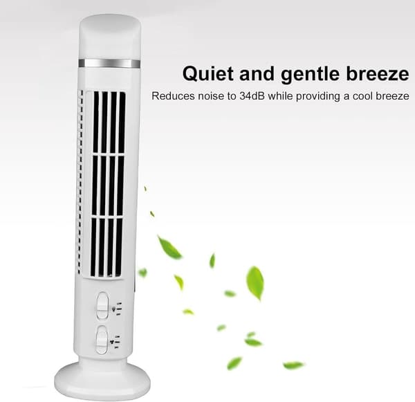 Bladeless oscillerende tårnventilator - Bærbar, lydløs USB-køleventilator til kontorbrug