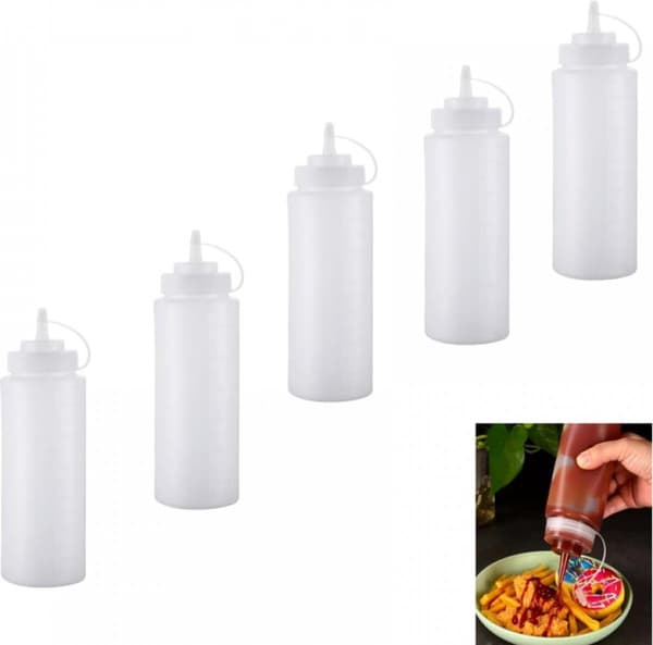 delar - plastklämflaskor - klämflaskor/såsflaskor - Dispenseringsflaskor/såsflaskor - 250 ml - klämkryddflaskor - Såsflaska