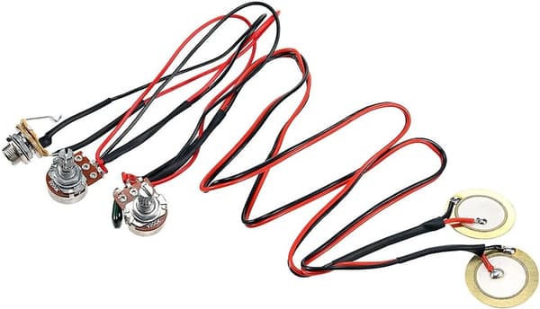 Piezo-pickup med 6,35 mm jack, volym- och tonkontroll för akustisk gitarr och ukulele