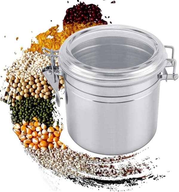 1,8 L kaffebeholder, til kaffebrug, lufttæt rustfrit stål, kaffebønnebeholder, velegnet til kaffebønner, teblade