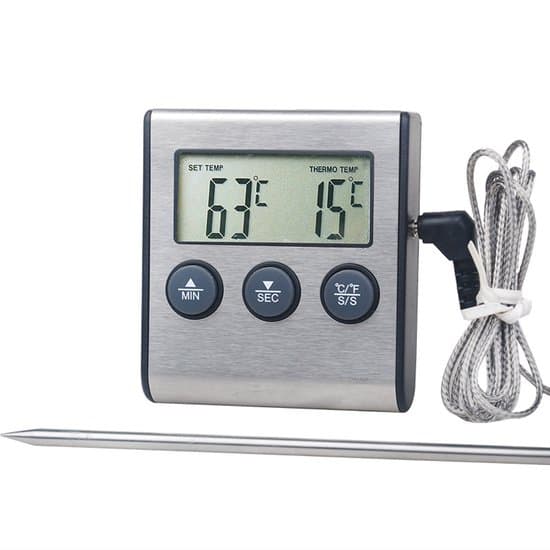 Kötttermometer - Köks termometer - Rostfritt stål - Digital - BBQ termometer - Med timer - Magnetisk - Termometer även Kött - BBQ - Ugn