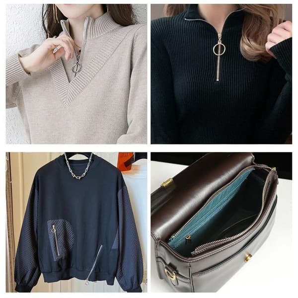 6-pack metallnylonblixtlås, 38 mm breda, lämpliga för tröjkrage, väskor, sweatshirtfållar, etc., vit, längd 20 cm