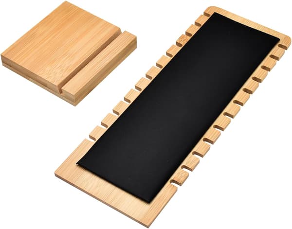 2-delad smyckesdisplay i bambu – Bordsdisplay för halsband – Svart