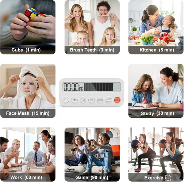 Visuell timer - barn och vuxna - digital köksnedräkningstimer med förloppsindikator - magnetisk timer - matlagning - klassrum - studier - och gym