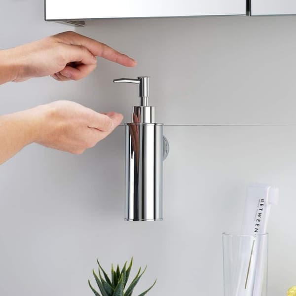 Väggmonterad tvåldispenser i 304 rostfritt stål (rund, silver)
