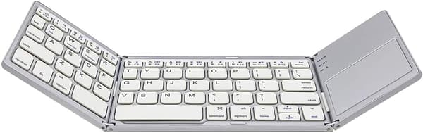 Sammenfoldeligt Bluetooth-tastatur med touchpad, trådløst minitastatur til pc, tablet, Android og smartphone – sølv