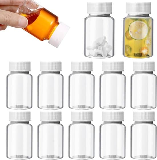 Ingefärsshotsflaskor - 12-pack Juiceflaskor - 100 ml - Återanvändbara PET-juiceflaskor - Plastflaskor med lock - juice - Vit - 100 ml - 12-pack