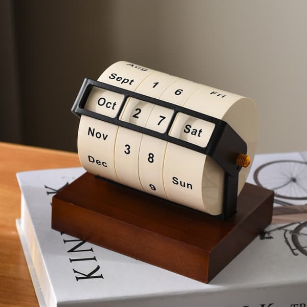 Roterande evighetskalender, roterande skrivbordskalender, dekorativ skrivbordskalender, evighetskalender
