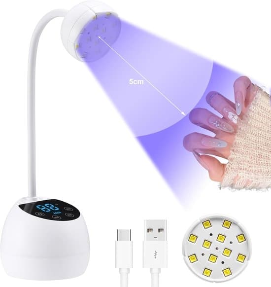 Mini UV neglelampe med smart sensor og display hvid
