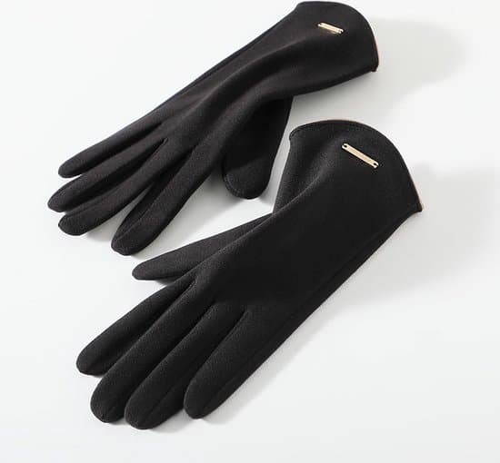 Dame touchscreen handsker - Varme vinterhandsker med blødt for til kvinder - Touchscreen handsker med flipfingre - Sort