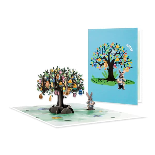 Påsk 3D Pop-Up-kort - Påskäggsträd & Kanindesign