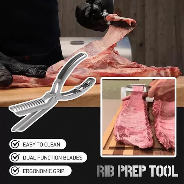 Ribbefjerner i rustfrit stål – Ergonomisk BBQ-ribbefjernerværktøj til nem ribbeforberedelse – Ribbemembranfjerner og ribbeforberedelse