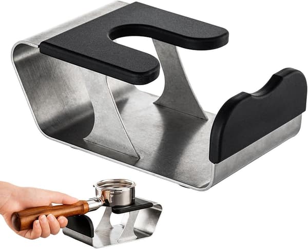 Kaffetamperstation - Holder til kaffetilbehør - Kaffeforberedelse - Rustfrit stål - 15,5 centimeter - Sølv