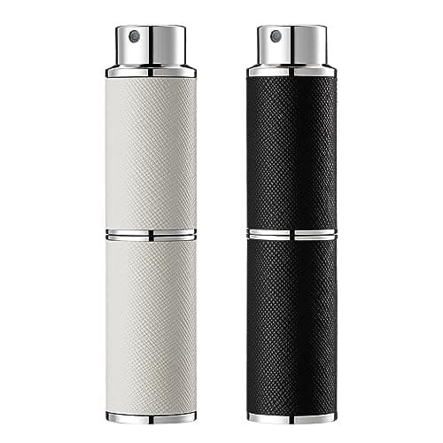 Sæt med 2 parfumeatomizere, 8 ml læderatomizer, mini rejseparfumeatomizere (sort, hvid)