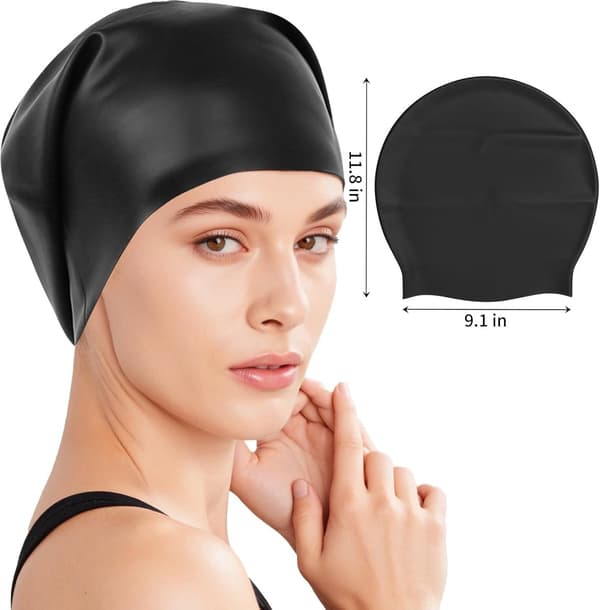 Silikone badehætte - Ekstra stor badehætte - Unisex - Badehætte - Badehætter - Vandtæt og elastisk - Svømmehætte - Sort
