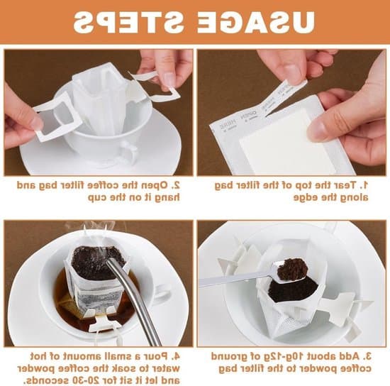 120 engangs kaffefiltre - Sammenklappelige papirposer til drypkaffe