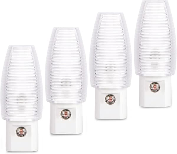 4 plug-in LED-nattlampor – varmvit, skymningssensor – för sovrum, badrum, hall och trappor