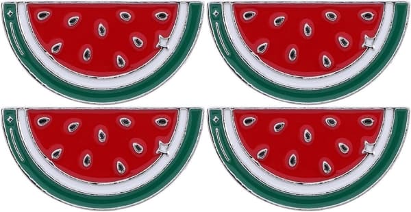 4 delar vattenmelonbrosch i legering - fruktemblem, emaljstift, tecknad accessoar för rockar och väskor