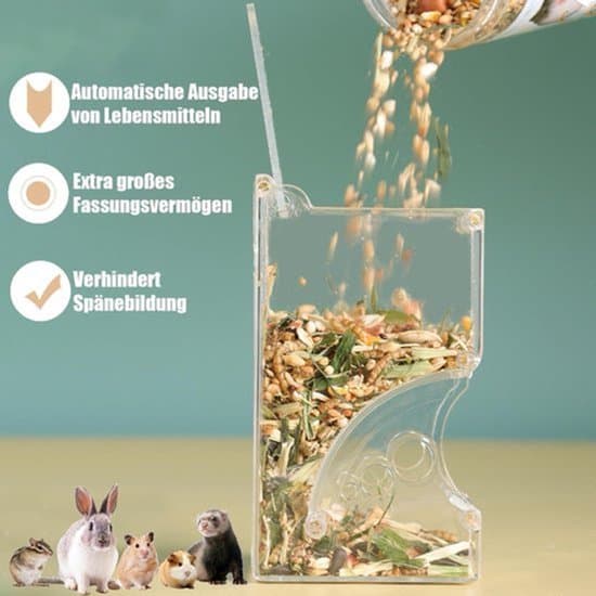 Hamsterfoderautomat til hamstere - transparent akryl - automatisk - 300 ml - velegnet til papegøjer og mini pindsvin