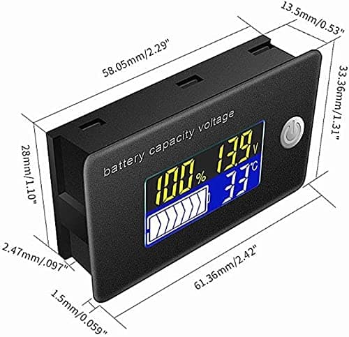 2 st 12V batterikapacitetsindikator LCD-display voltmeter temperaturtestare
