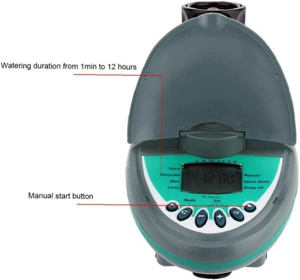 Automatisk elektronisk timer med LCD-display – Bevattningstimer för trädgårdar och vattensystem (batteri ingår ej)