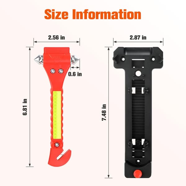 2-i-1 Glasbrytarhammare, 190x73x34 mm, Reflexband