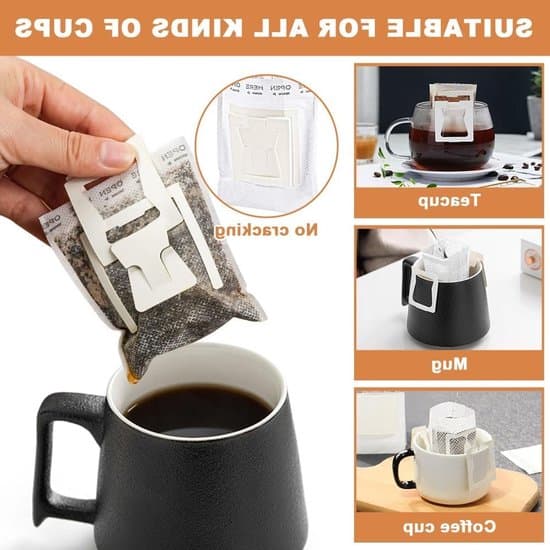 120 engangs kaffefiltre - Sammenklappelige papirposer til drypkaffe