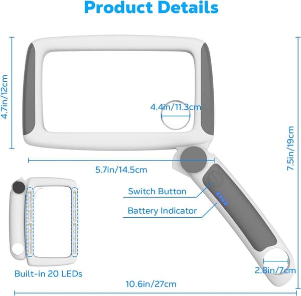 Dailygoods - Genopladelig lup med belysning 5/20/45X