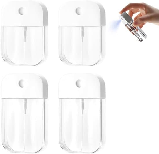 4 delar - transparenta sprayflaskor - bärbara kortsprayflaskor - 50 ml påfyllningsbara plastsprayflaskor - för handsprit - transparent - 50 ml