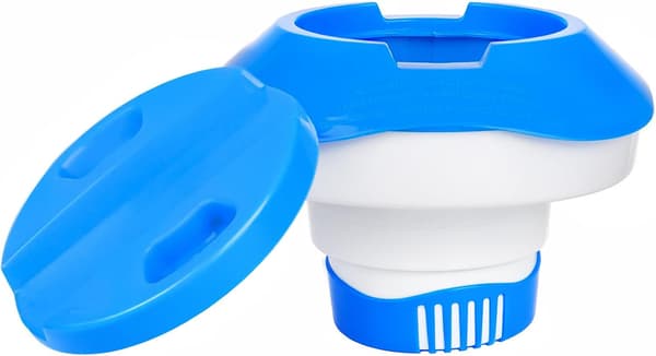 Tommer flydende pooldispenser, foldbar flydende klordispenser, flydende diffuser til pools, spabade, vandlande, boblebade og springvand