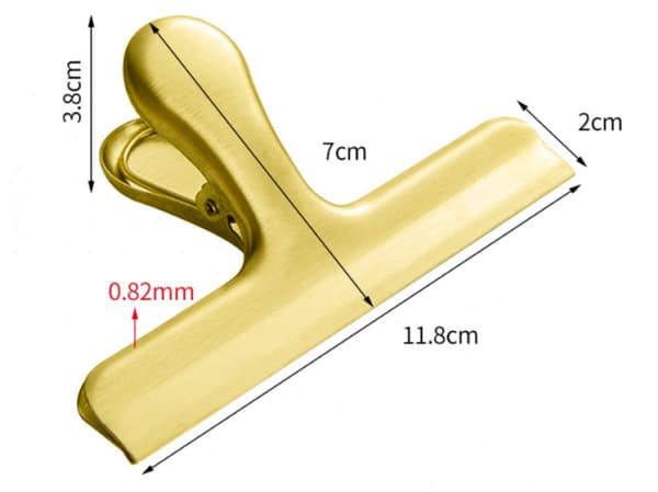 Friskhedsklips - 8 Stykker - Forseglingsklips - Rustfrit Stål - Poseforsegler - Snackklips - Noteholder - Mappe - Guld - 11,8*7 cm - 8 Stykker