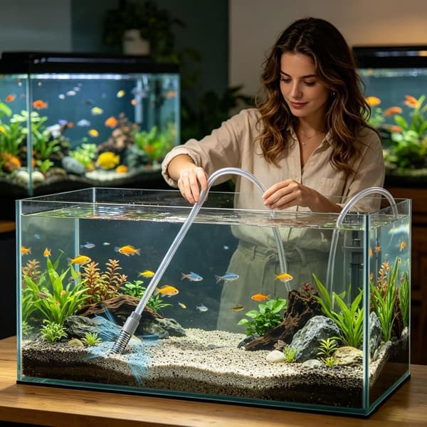 Akvariegrusrengörare - Vattenbyteshävert - Akvarieunderhåll - Integrerat System - 170 cm - Grå