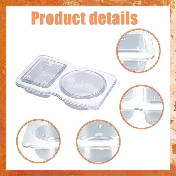 Plastbeholdere med 2 rum til snacks og måltider - 10 stk.