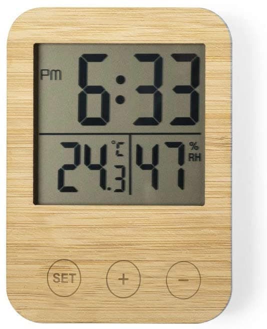 Väderstation – Termometer – Hygrometer – Bambuträ – Present