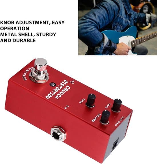 Guitar Distortion Pedal - Guitar Effect Pedal - Music Making - Versatile Adjustments - Compact Design - Red