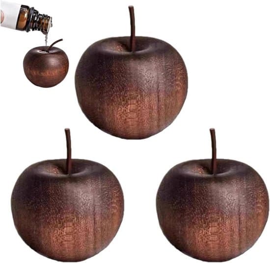 stykker - Duftende træ - Diffuser til æteriske olier - Aromaterapi diffuser - Æblepynt - Duftende pynt - Boligindretning - Brun - 4,5 x 3,7 cm