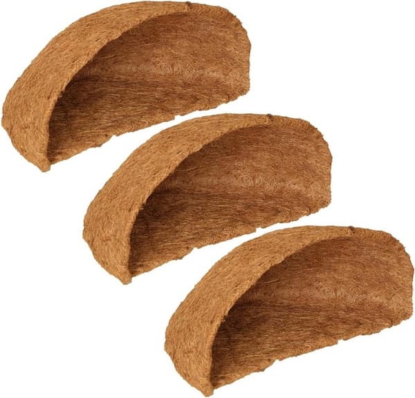 Kokosfoder - Hängkorgsfoder - Växtvård - Andningsbart Naturmaterial - 3 delar - Natur