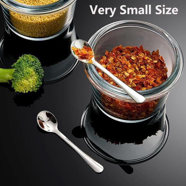 Mini krydderiskeer i rustfrit stål - 7,3 cm - Til salt, sukker og honning