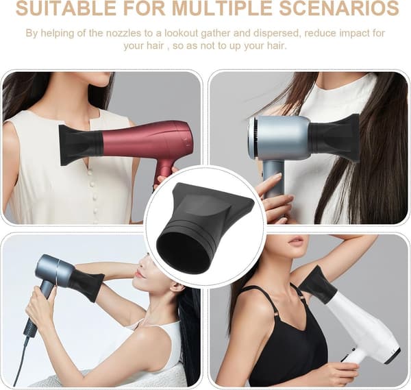 3-delt diffuser hårtørrer - til Ø 4,35-4,5 cm - 5*7,5*7,5 cm - Bred åbning - Hårstyling tilbehør - Erstatning - Universal - Sort