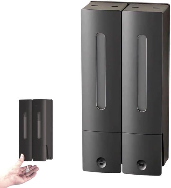 Sæbedispenser - håndspritdispenser - tryksæbedispenser - vægmonteret væskedispenser - showergel - shampoo - grå - 13,5*27cm