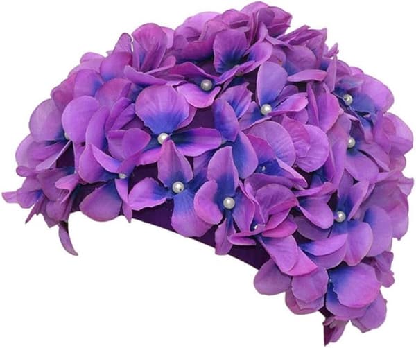 Blomstret badehætte - Blomstret mode damebadehætte - Retro badehætte med - 3D blomstret badehætte - Damebadehætte - Lilla